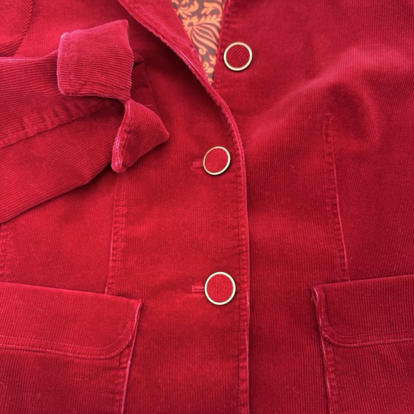 Talbots Corduroy Blazer Womens 8P‎ Red 4-Button Long Sleeve - Picture 4 of 11